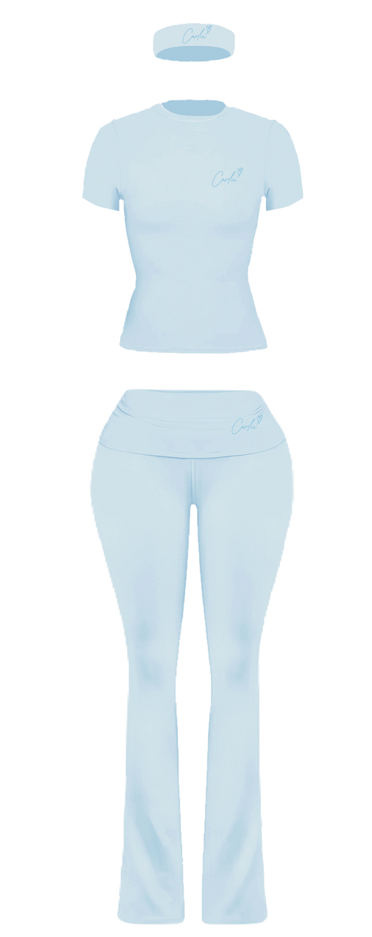 BLUE SOFT GIRL PANT SET